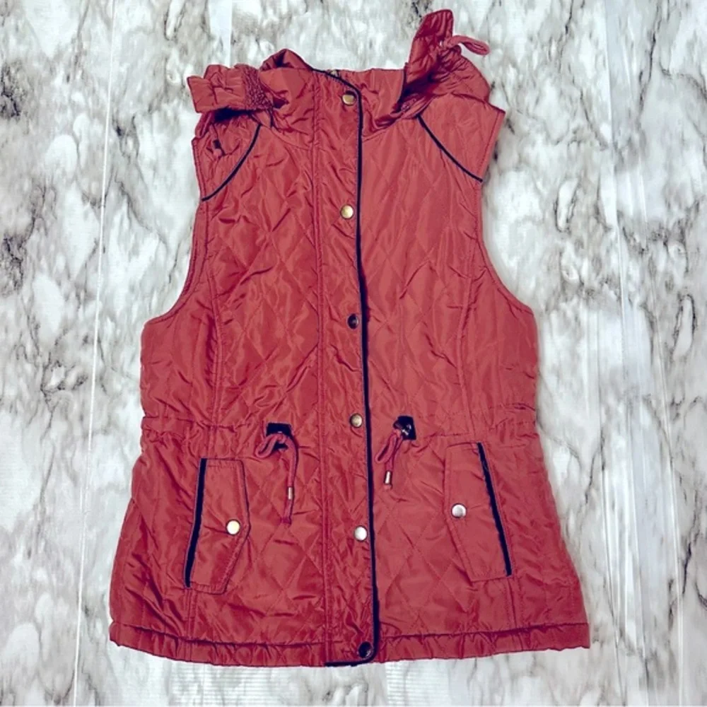 Love Tree Sz M Puffer Draw String Vest Gorpcore Crunchy Cozy Fall Pumpkin Patch